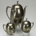 Mexican silver threepiece coffee service c zurita bulbous forms in the danish style 9 coffeepot 5 12 covered sugar bowl and cream pitcher 495 ot