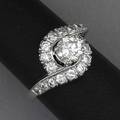 Diamond bypass ring approx 70 ct center brilliant cut and 48 ct tw melee in 14k wg ca 1940 32 gs gw size 5 12