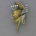 Italian gold and diamond playful fish brooch diamonds approx 75 ct tw in 18k yg and wg 158 gs gw 1 14 x 1