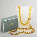Sac freres amber necklace polished fancy cut beads 25mm17mm london ca 1960 697 gs gw 47