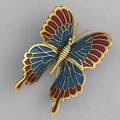 Plique a jour butterfly brooch blue and pink translucent enamel in 18k yg marked italy 126 gs gw 1 58