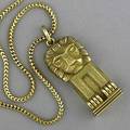Art deco gold lion pendant on chain stylized seated lion in 18k yg on later chain 17 french export marks 372 gs 1 34