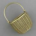 Gold nantucket basket inscribed im a tiny nantucket basket handwoven and stout dont lose me or abuse me and ill never wear out marked 14k american scrimshaw 95 gs gw 1 38 above handle