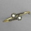 Pearl and diamond bypass bangle 6mm pearls and rose cut diamonds approx 120 cts tw in 14k yg ca 1910 196 gs gw 2 12 x 2 18 outside measurement hinged