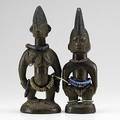 African two carved wood ibeji twin figures nigeria first half of the 20th c taller 11 12