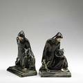 Rookwood pair of production bookends st francis of assisi shape no 6883 20th c stamped and dated 1945 7 12