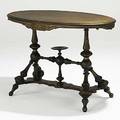 Victorian center hall table walnut with ebonized decoration ca 1870 30 x 43 x 25