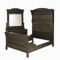 Victorian bedroom set mahogany bed and dresser with marble top and burled drawer fronts ca 1880 80 12 x 60 x 79