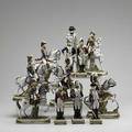 German porcelain twelve napoleonic figures depict napoleon his generals and six mounted horsemen marked taller 12