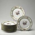 Limoges twelve dinner plates with floral patterns and gilded borders early 20th c marked limoges wg  co france 10 78 dia