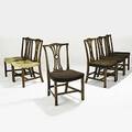 American chippendale side chairs set of six with mahogany frames and upholstered seats 18th19th c 37 x 22 x 24