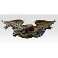 Carved wood eagle bellamy style live and let live with polychrome decoration 20th c 72 x 26 x 9 12