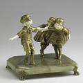 Demetre chiparus romanian 18861947 dore bronze and ivory figural group of children playing hide and seek on onyx base ca 19201930 7 x 8