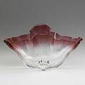Steuben clear crystal freeform bowl with red shading 20th c script signature 12 x 6 34 x 6 12