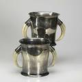Wine accessories two berliner elektroplate warenfabrik silver plated wine buckets with horn handles early 20th c 8 x 10