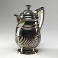 George iii silver coffee pot sterling in bulbous form with half reed decoration and ivory insulator 1815 unidentified london mark possibly wb 2788 ot 9 12