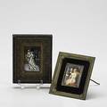 Miniature paintings french enamel on copper depicting a courtesan scene together with a reproduction painting of rubens toilette de venus 19th c 4 14 x 5 12