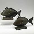 Pair of bronze fish bookends art deco styling 20th c unsigned 9 14 x 2 12 x 5 14