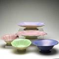 Cowan group of five footed bowls all marked largest 4 14 x 9 34 dia