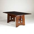 Contemporary arts  crafts bill kennedy limbert inspired red oak dining table with cut out base 30 x 75 x 40