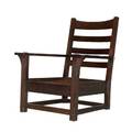 Charles stickley attr heavy armchair with curved crest rail and under arm corbels unmarked some loss of height 37 x 31 x 31