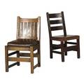 Gustav and l  jg stickley two side chairs gustav stickley ladderback remnants of paster and l  jg stickley with vertical backslats unmarked some looseness to both 37 12 x 19 x 19 1