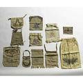 Arts  crafts textiles eleven linen and muslin purses and drawstring bags largest 26 x 17