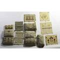 Arts  crafts textiles thirteen pieces seven pillows some unfinished two shams two embroidered covers one unfinished and drawstring bag most linen and all with embroidered decoration largest