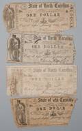 Three 3 North Carolina One Dollar Notes 1861 Worn