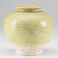 Straw glazed jar possibly tang dynasty 618907 6 12 dia
