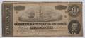 Confederate 20 Bill Richmond 1864 Worn