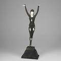 Art deco bronze dancer bronze over composition on marble base unsigned 20th c 25 14 x 7 78 x 4 58