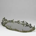 Decorative tray ormoulu mounted mirror tray with handles 20th c 24 x 14 dia