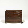 Four drawer chest mahogany serpentine front on bracket feet ca 1940 35 12 x 49 12 x 22 12