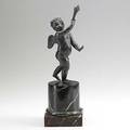 Bronze statue bronze cherub with a torch mounted on marble base 19th20th c 4 12 x 15 x 4 12