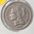 Nickel 3 Cent Piece 1869 VG