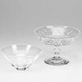 Steuben etc glass bowl with decorative prunts together with cutglass compote steuben 3 12 x 7