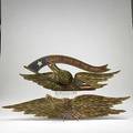 Carved wood eagles polychrome decorations one in the manner of bellamy 20th c larger 34 12