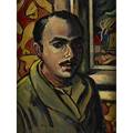 Claude bentley american 19151990 selfportrait oil on board untitled framed signed 15 14 x 11 12