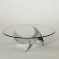 Knut hesterberg polished aluminum and glass coffee table unmarked 16 x 44 dia