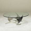 Knut hesterberg polished aluminum and glass coffee table unmarked 16 x 40 dia