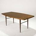 Paul mccobb calvin walnut extension dining table metal label 29 x 72 x 38
