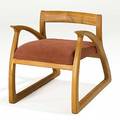 Thomas moser attr sculpted teak and microfiber lounge chair unmarked 24 x 23 x 32
