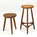 Simon watts two sculpted walnut stools one branded simon watts taller 27 x 16 dia