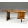 Style of george nakashima american black walnut single pedestal desk unmarked 30 x 66 x 35 12