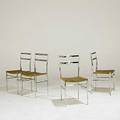 Style of gio ponti set of four chromed steel and woven sisal dining chairs unmarked 33 12 x 16 x 17 12