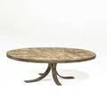 Roger capron glazed ceramic and brushed steel elliptical coffee table stamped signature 12 x 45 x 20 12