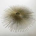 Style of c jere brass and enameled steel sunburst wall sculpture unmarked 4 12 x 38 dia