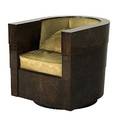 Pace attr burlwood and hide revolving club chair unmarked 30 x 27 x 32
