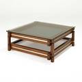 Hassan abouseda haf walnut brushed steel and glass verteces coffee table unmarked 14 12 x 36 x 36